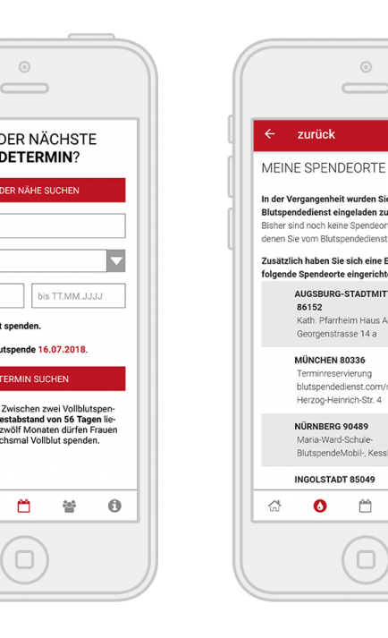 Terminsuche in der Blutspende-App