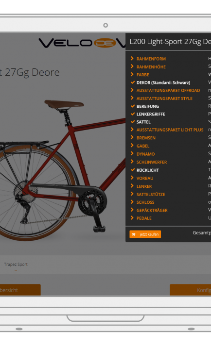 Fahrradkonfigurator mit Shop-Funktion