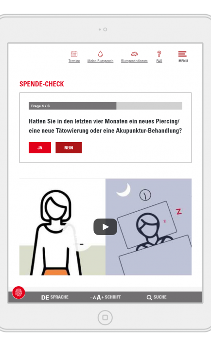 Spende-Check für Blutspendedienste