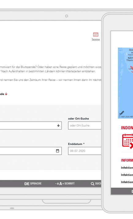 Reisecheck für Blutspendedienste