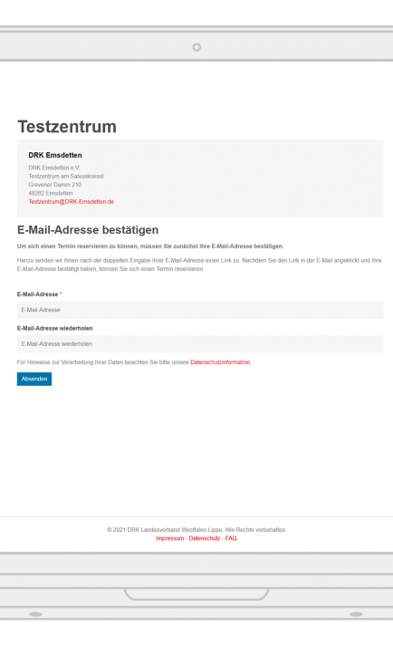 Testzentren NRW - Bestätigung der E-Mail-Adresse