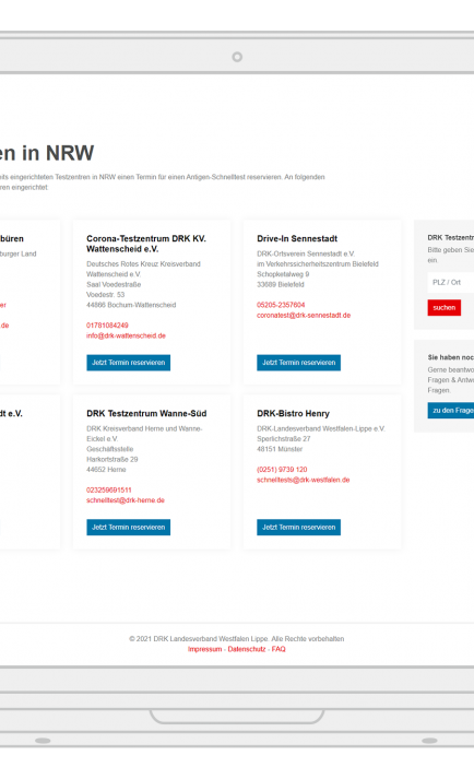DRK NRW - Übersicht der Testzentren